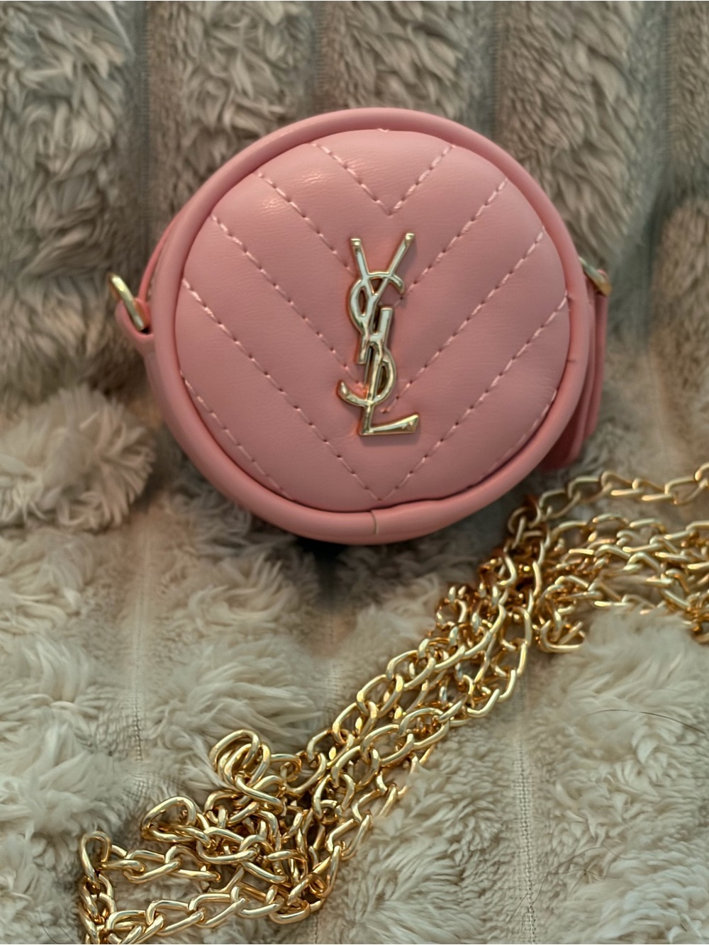 Round Mini Crossbody with Gold Hardware